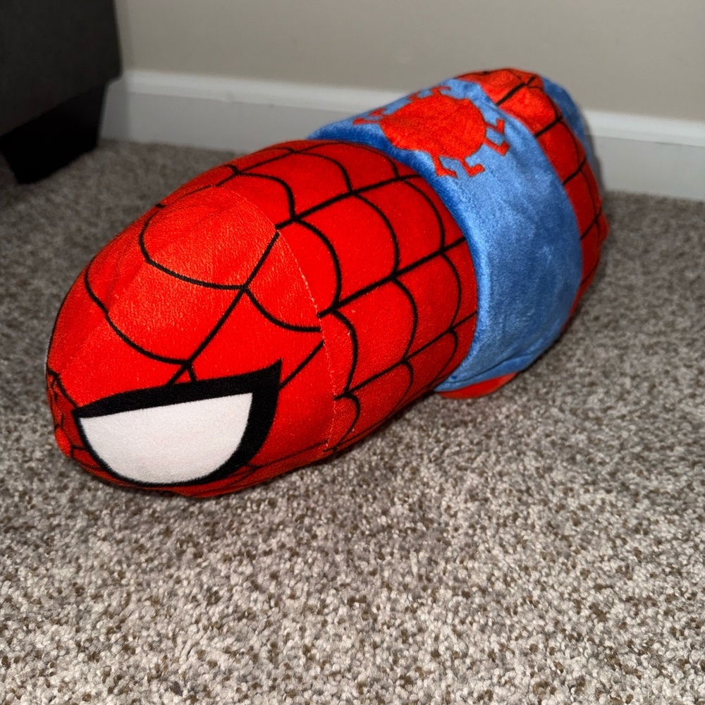 Spider-Themed Red and Blue Stuffed Animal